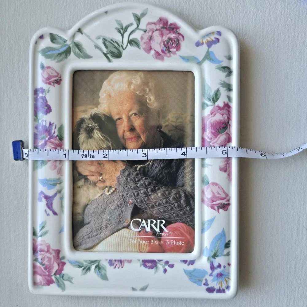 Vintage Floral Ceramic Carr Frame 3.5x5 Photo Cottagecore Country‎ Farmhouse